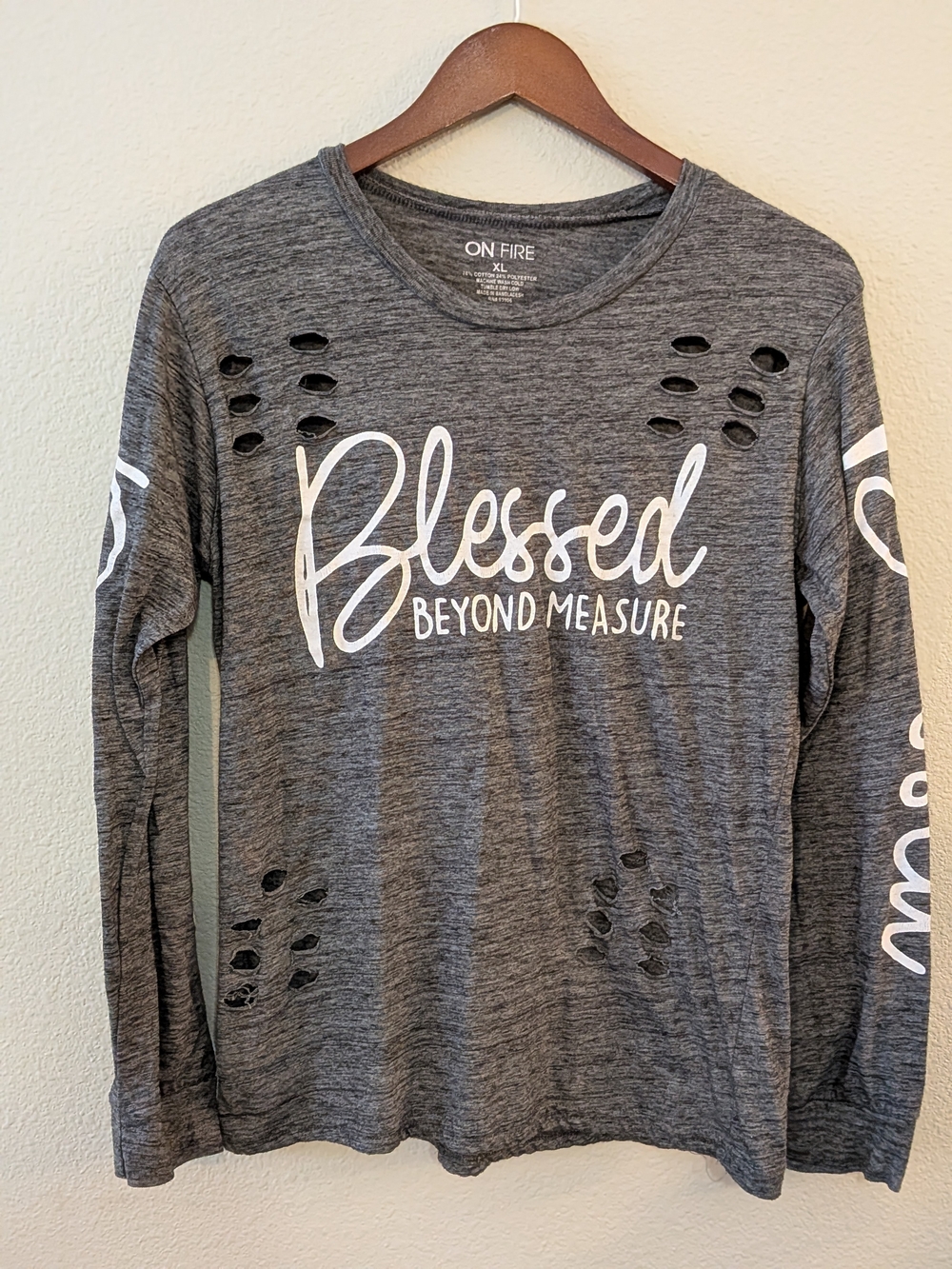 On Fire 'Blessed Beyond Measure' Long Sleeve Top - Gray